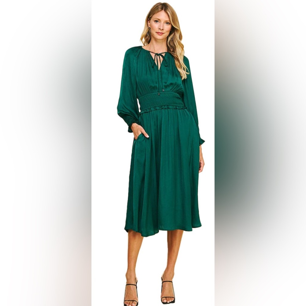 NWT PINCH satin pleated maxi dress- small
